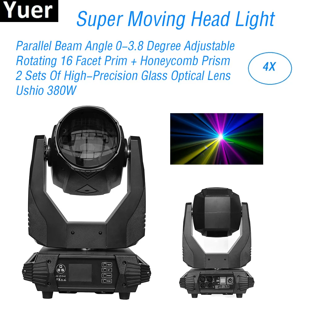 Kopen 4 Stks/partij 380W Super Moving Head Licht Muziek Disco Licht Nachtclub Dj Apparatuur Geluid Party Moving Head Licht Hoge Helderheid