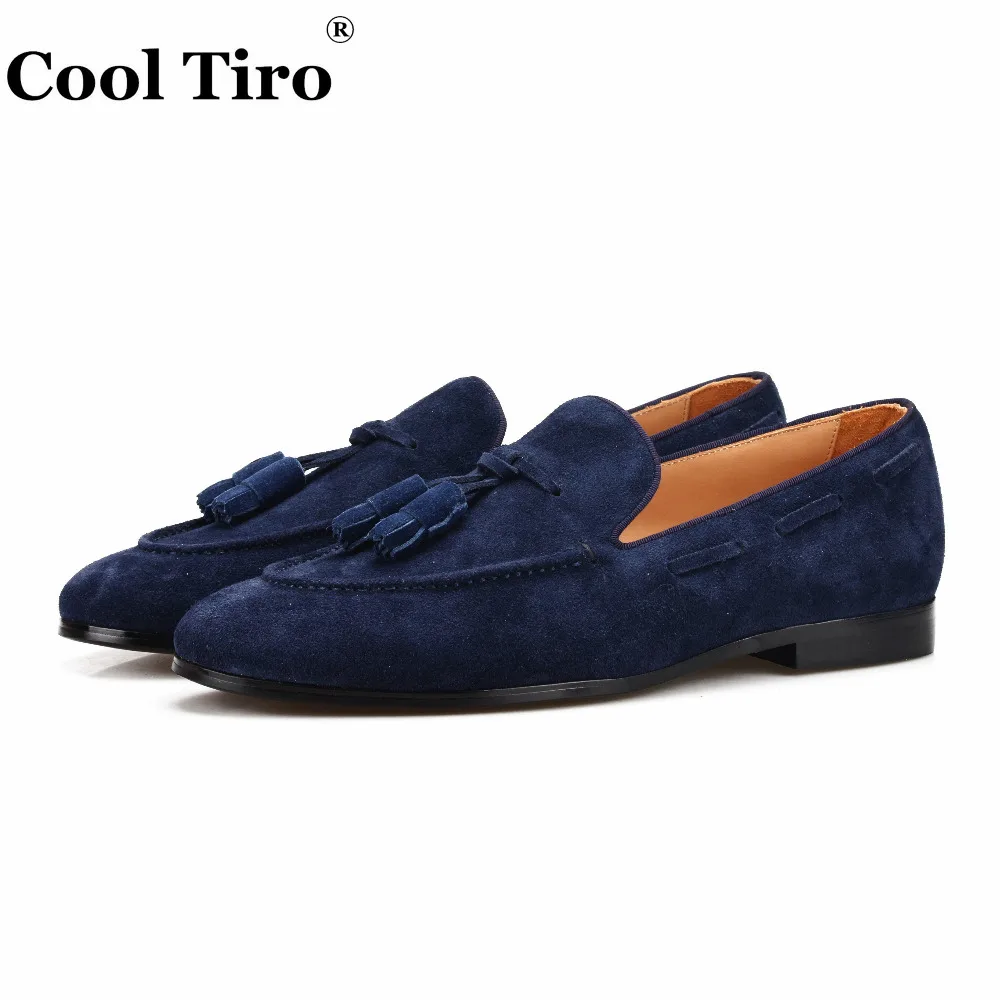 Cool Tiro/синие замшевые мокасины в бельгийском стиле; мужские мокасины; тапочки с кисточками; Повседневная обувь; свадебные модельные туфли из натуральной кожи на плоской подошве
