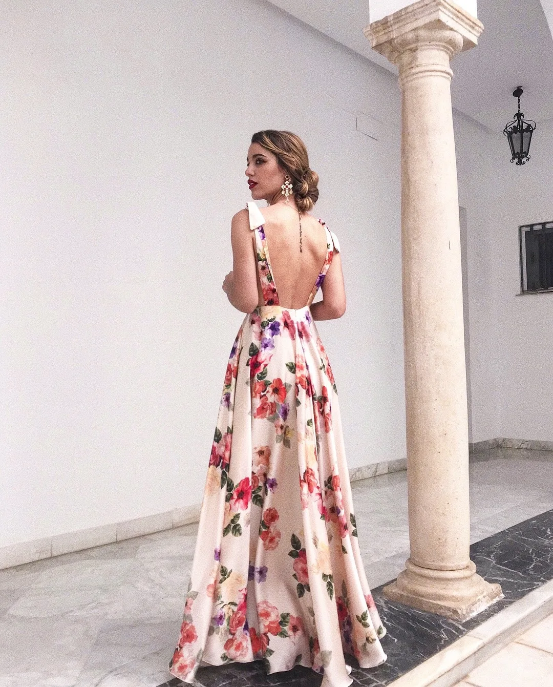 

Bohemian 2018 holiday v-neck print women dress spaghetti vintage sexy v-neck backless ankle length print female dresses
