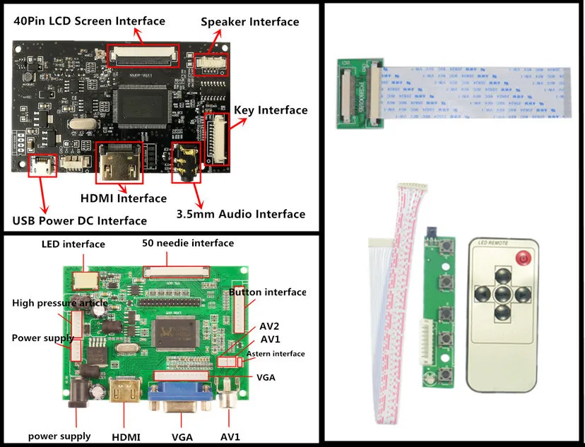 Плата контроллера TTL с ЖК-дисплеем HDMI VGA 2AV для 7-дюймового автоматической