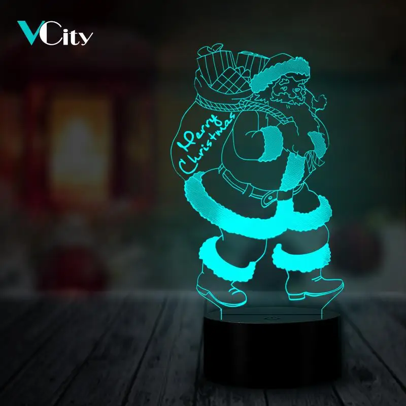 3D светильник VCity с Санта Клаусом светодиодный USB RGB прикроватное украшение