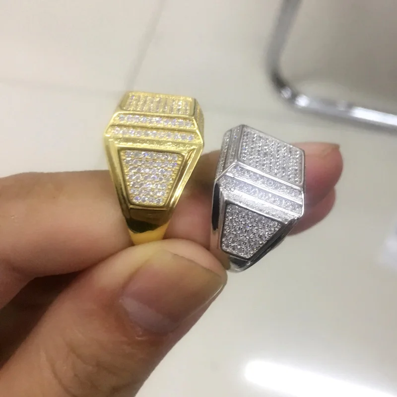 Кольцо в стиле хип-хоп новое Золотое кольцо для мужчин ювелирное изделие высокое