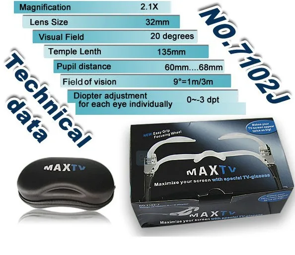 -3Dpt MaxTV очки-бинокли увеличительные Очки Складной ТВ экран лупа для Myope |