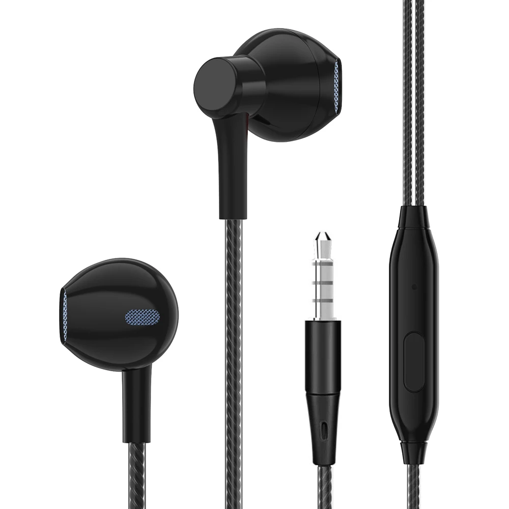 Black With Mic Наушники с басами, стерео, Спортивная, игровая гарнитура для телефонов, iPhone, Xiaomi, samsung, huawei, MP3, 3,5 мм, проводные наушники - Цвет: Black With Mic