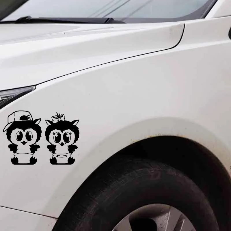 YJZT 13.5CM*9.5CM Cartoon cute Diaper Owls Vinyl Black/Silver Motorcycle Car Sticker C22-0975 | Автомобили и мотоциклы