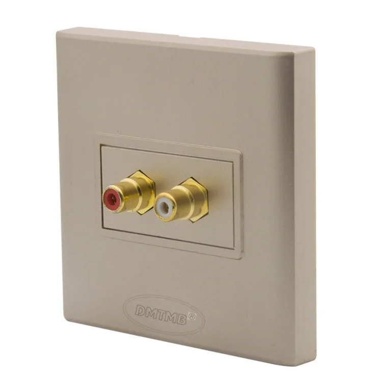 2RCA аудио Настенная пластина с золотой пластиной и обратной стороной разъем