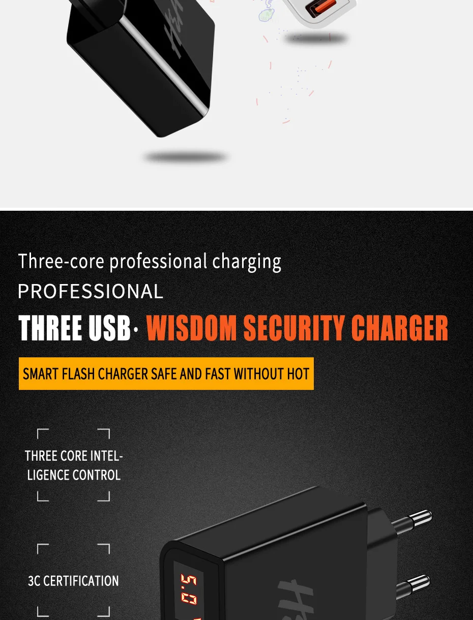 H& A Универсальный 3/4 порт USB зарядное устройство светодиодный дисплей ЕС вилка зарядное устройство для iPhone X XS для samsung S9 S8 зарядное устройство для мобильного телефона