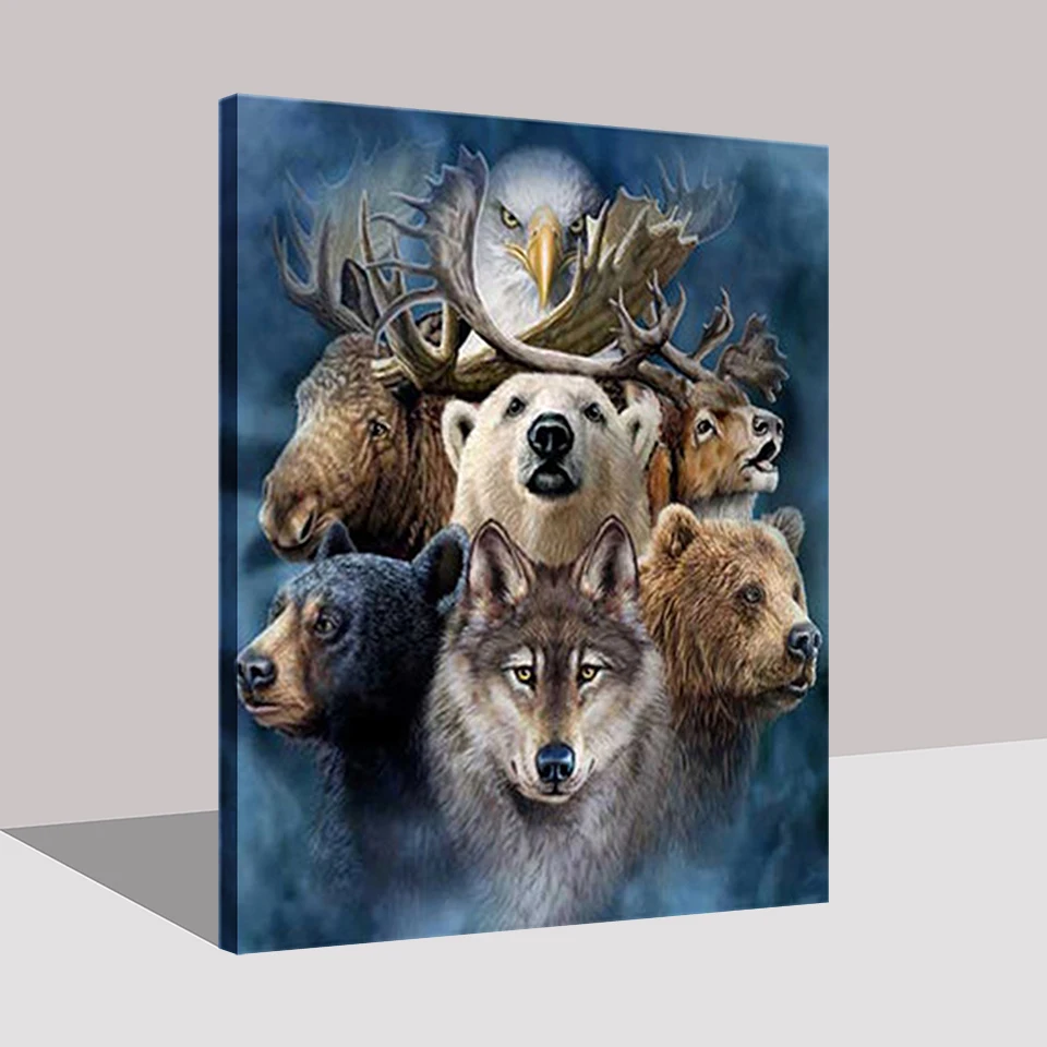 DIY цифровой по номерам картина маслом с изображением леса животных рамки стены