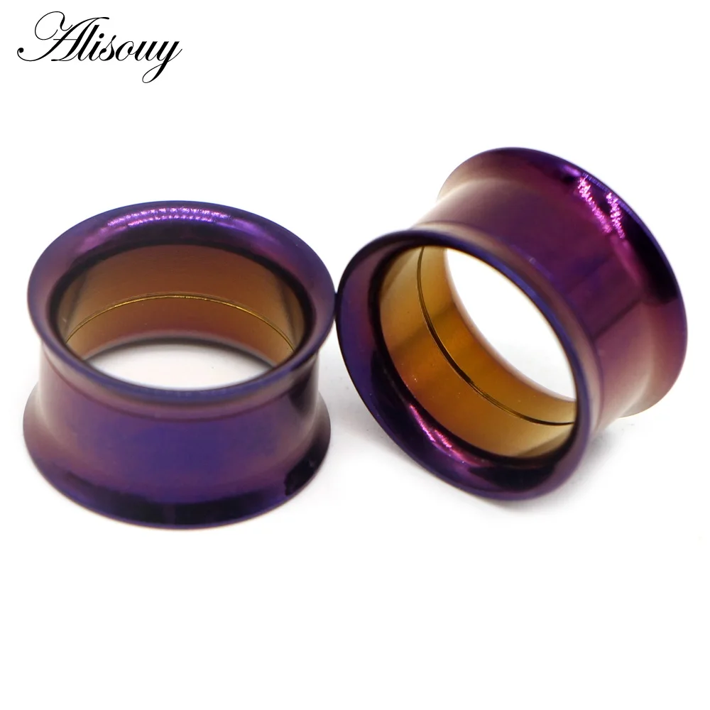 EM0079g Purple Alisouy 2 шт. 2-30 мм Ушные Тоннели пробки 316L из нержавеющей стали сережки, украшение для пирсинга измерительные приборы украшения для «тоннелей» Expandar вилки и туннели - Окраска металла: EM0079g Purple