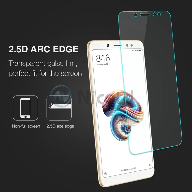 Закаленное стекло Nicotd 2.5D 9H Премиум для Xiaomi Redmi Note 5 защитная пленка из закаленного