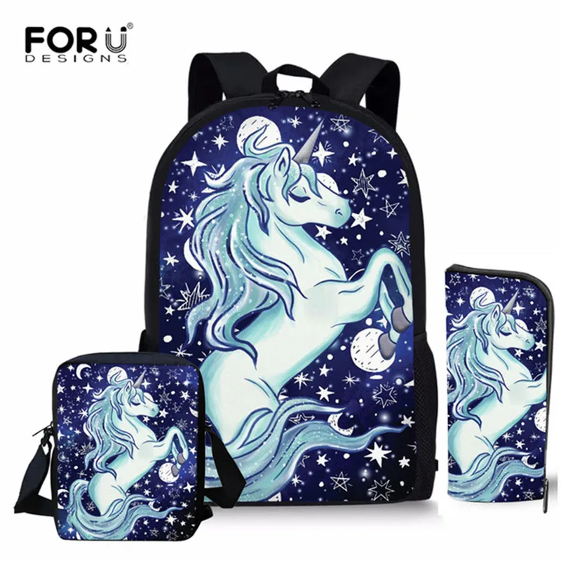 FORUDESIGNS/школьные сумки с мультяшной лошадкой для девочек, детские ортопедические рюкзаки, подростковые рюкзаки с динозавром, Mochila Escolar