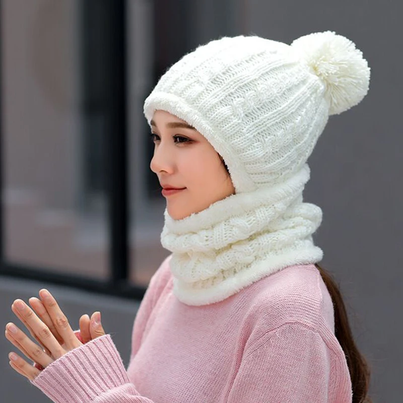 Зимняя женская Балаклава, вязаная шапка, маска, воротник, защита лица и шеи, для девушек, Skullies Beanies, многофункциональная, унисекс, снежная шапка