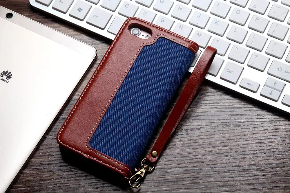 Blue and Brown Джинсовый флип-чехол из искусственной кожи чехол для iPhone XS Max XR X XS чехол с отделениями для карт чехол-подставка для iPhone 6 6S 7 8 Plus чехол-кошелек - Цвет: Blue and Brown