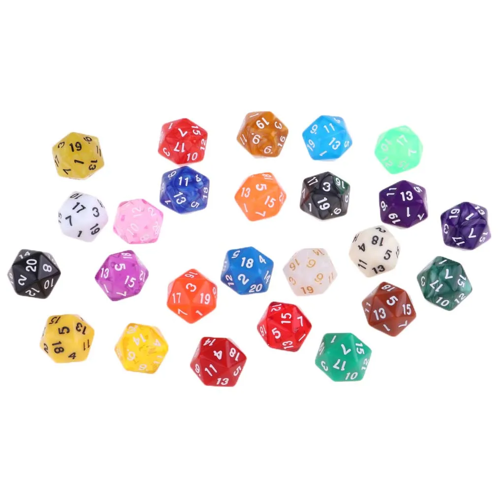 25 шт световые многогранные D20 кости для игры в трпг случайный цвет|Кубики| |