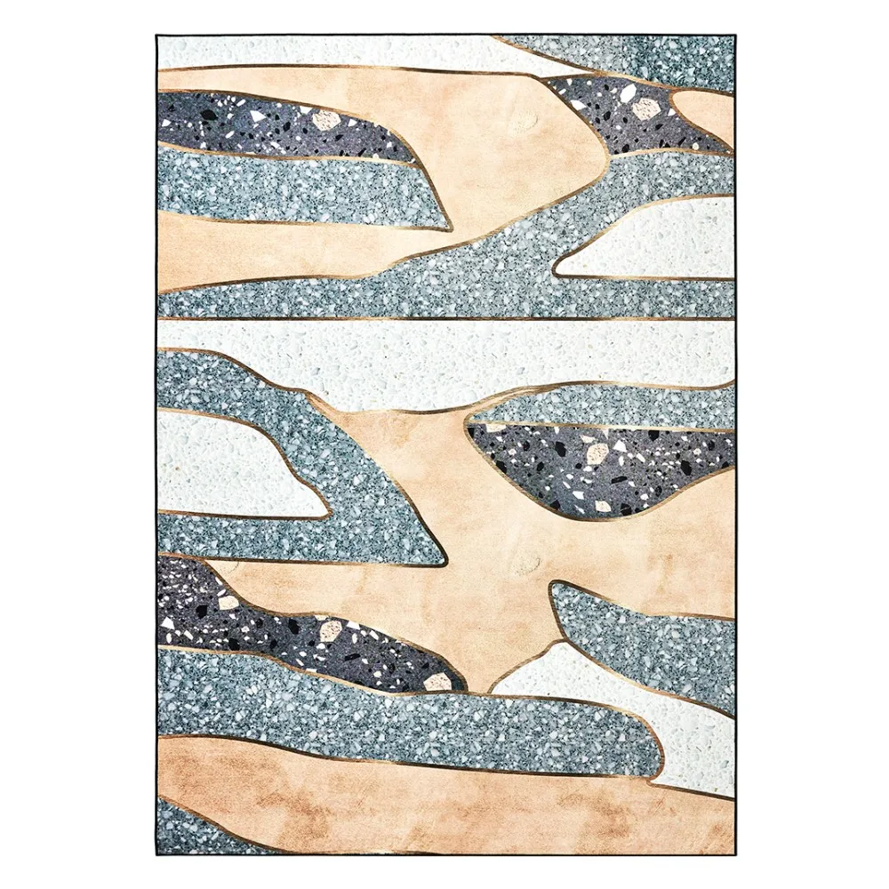 INS популярный деревянный цвет смешанный геометрический ковер для гостиной