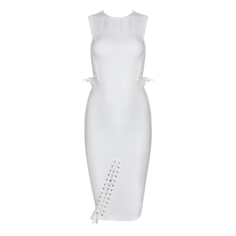 Spring Dress 2017 Woman Bandage Rayon Sexy Lace Up White Bodycon HL Wholesale | Женская одежда