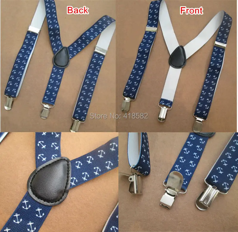 Детские подтяжки с рисунком якоря 10 шт./лот темно синие для мальчиков и девочек 2