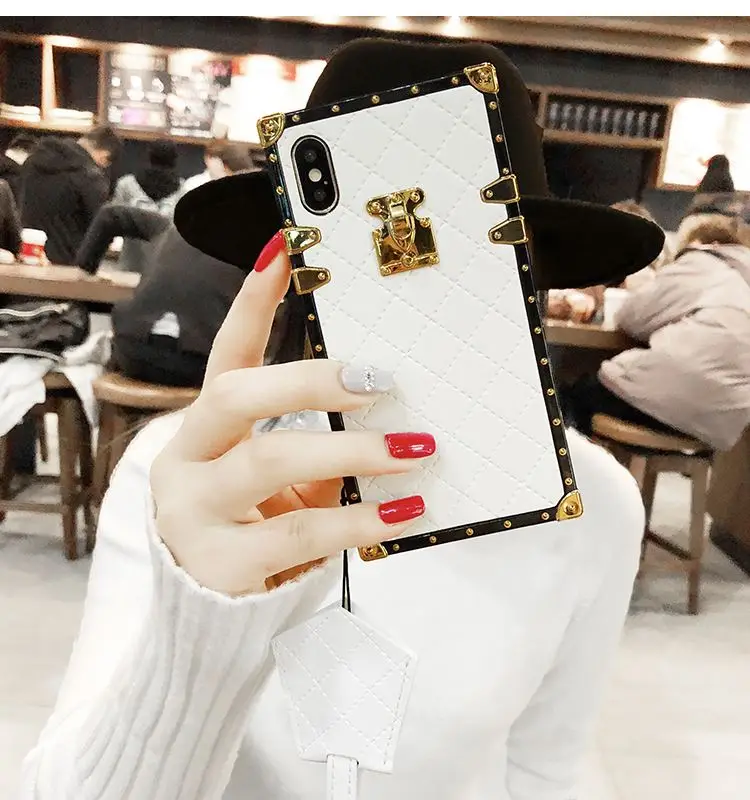 Чехол для телефона для iPhone 11 Pro XS Max XR X 8 7 6 6S Plus винтажный Роскошный чехол из искусственной кожи с заклепками и квадратной решеткой