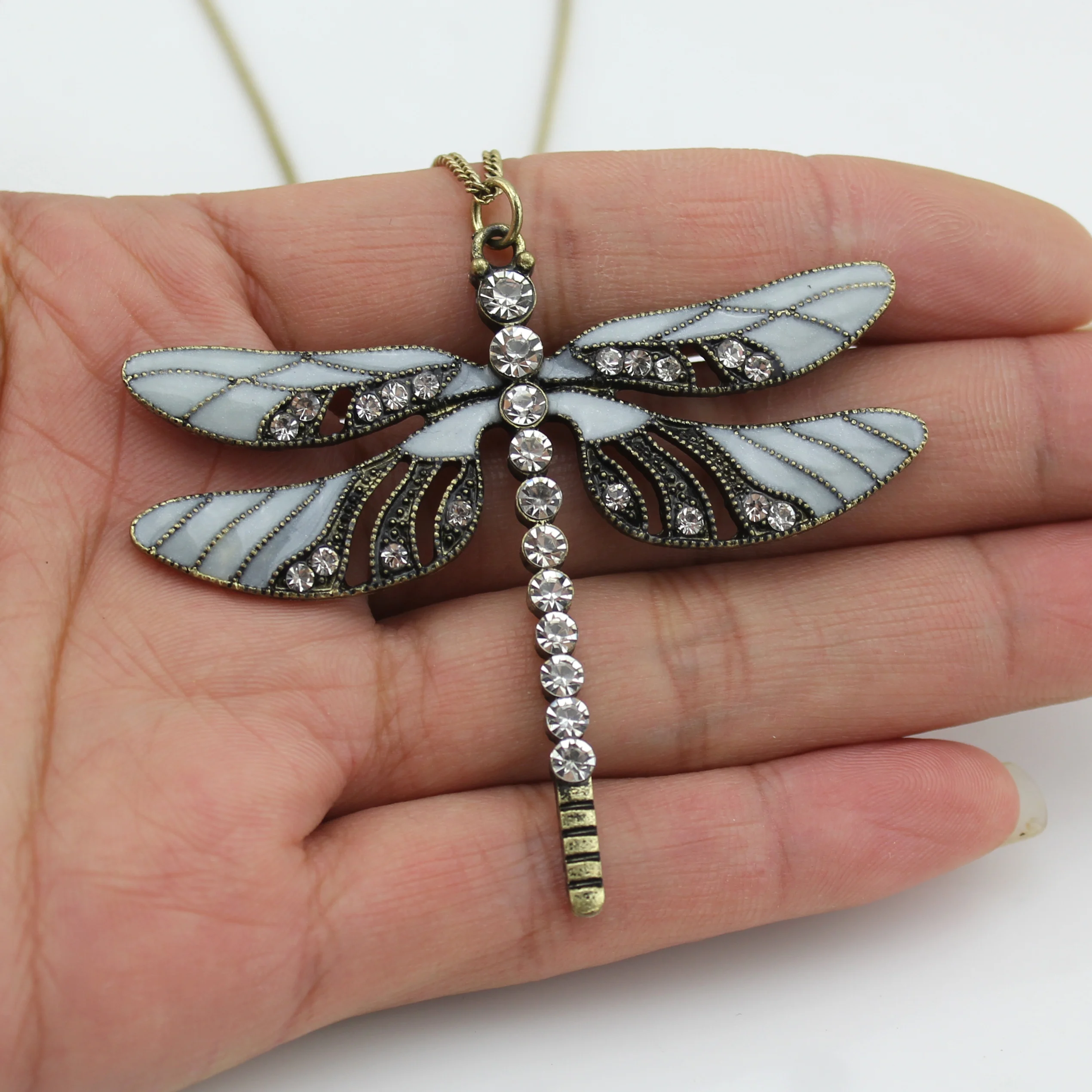 Trusta 2018 New Women Jewelry Vintage Bronze Dragonfly 2.2&quotX2.0&quot Pendant Long Necklace 0EBU Free Shipping | Украшения и