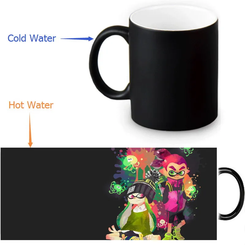 Splatoon 350ml/12oz Heat Reveal Mug Color Change Coffee Cup Sensitive Mugs Magic Milk Tea Cups | Дом и сад
