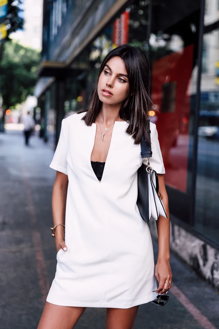 Платье рубашка AEL женское с V образным вырезом Повседневная Туника коротким