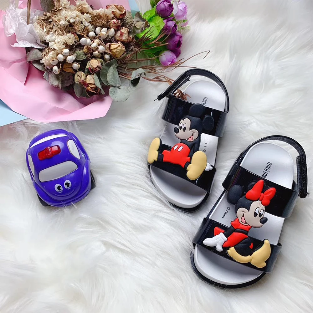 Mini Melissa/брендовые сандалии г. Новые сандалии для девочек с Микки Маусом детская обувь Melissa пляжные сандалии для девочек 13 см-1 см Нескользящие