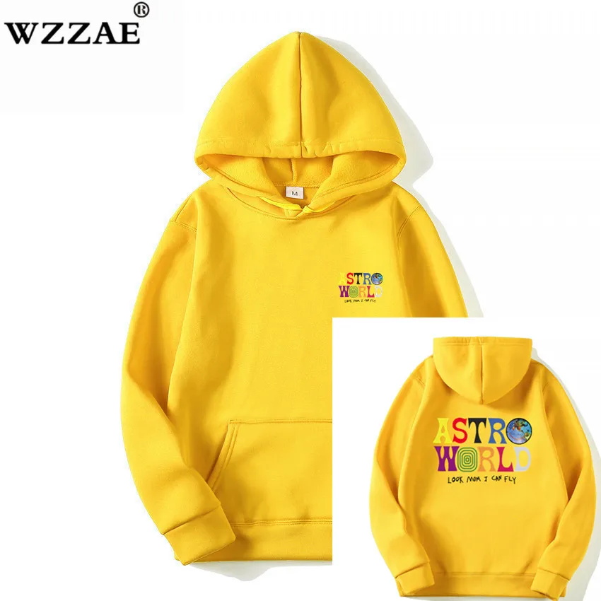 Трэвисс Скотт ASTROWORLD WISH YOU WAS HERE толстовки модные буквы ASTROWORLD Толстовка уличная Мужская Женская пуловер Толстовка - Цвет: Yellow
