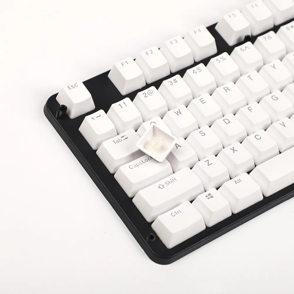 YMDK PBT Black White OEM Profile 108 Key Douhle Shot Shine Through Keycap For Corsair Logitech Razer Coolermaster