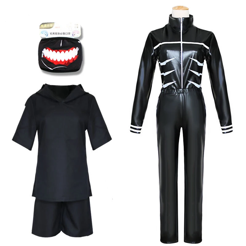 Japanese Anime Tokyo Ghoul Cosplay Costumes Kaneki Ken Hoodie Jackets Black Fight Uniform Presentation masks | Тематическая одежда