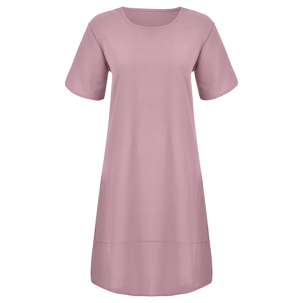 Летнее модное однотонное Короткое мини платье женское сексуальное с О-образным