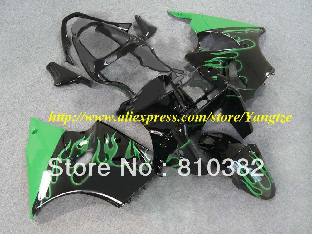 Набор обтекателей Green flames для KAWASAKI Ninja ZZR600 05 06 07 08 ZZR 600 2005 2006 2007 2008 набор литья под