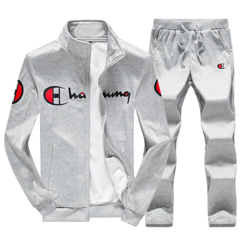 2 шт. для мужчин спортивные костюм флис Zip Up свитер куртка + брюки бег мужской