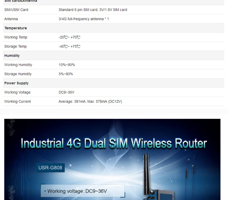 USR-G808 Промышленные Две сим-карты 4G LTE WiFi беспроводной маршрутизатор с слотом для sim-карты порты TCP, UDP HTTP протоколы din-рейка wallout Watchdog170