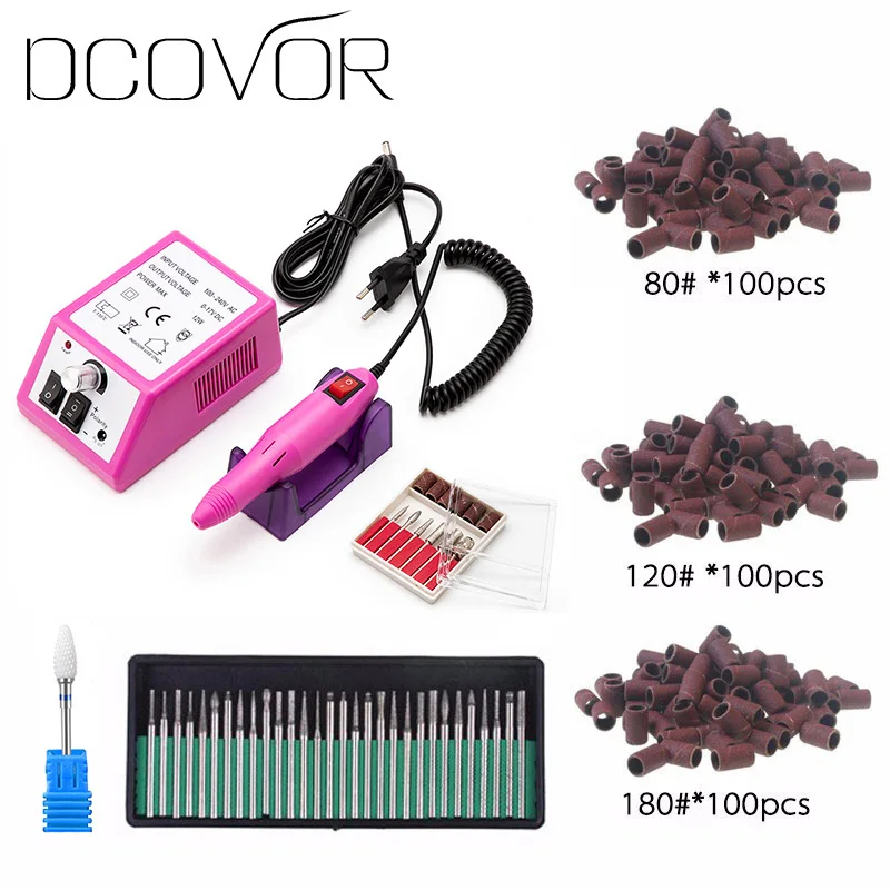 Pink Set 3 Электрический набор для маникюра, набор для маникюра, серая ручка для ногтей, набор для маникюра с вилкой европейского стандарта,, 100-240 В, набор для маникюра - Цвет: Pink Set 3