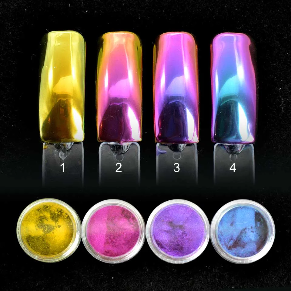Duochrome зеркальная пудра Хамелеон пигмент хром Единорог Ногтей Пыли цвет ногтей
