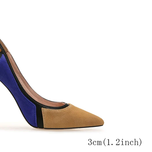 Yellow 3cm Ультра Туфли-лодочки модельные туфли из натуральной кожи Большие размеры 12-44 женские разноцветные туфли на очень высоком каблуке 8 см с острым носком - Цвет: Yellow 3cm