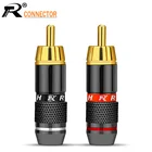 100 шт. высококачественный черный и красный позолоченный RCA разъем RCA Штекерный адаптер видеоаудио разъем поддержка кабеля 6 мм