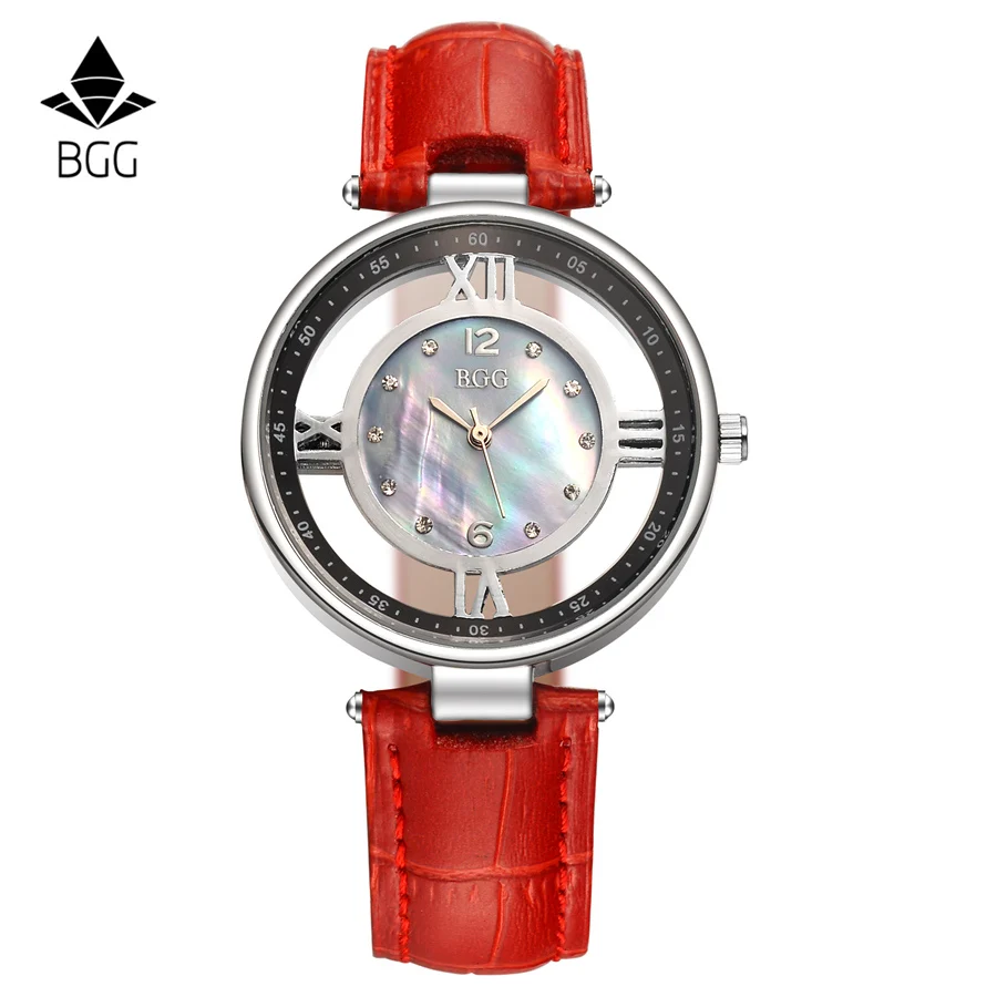 Женские часы из натуральной кожи роскошная оболочка циферблат скелета