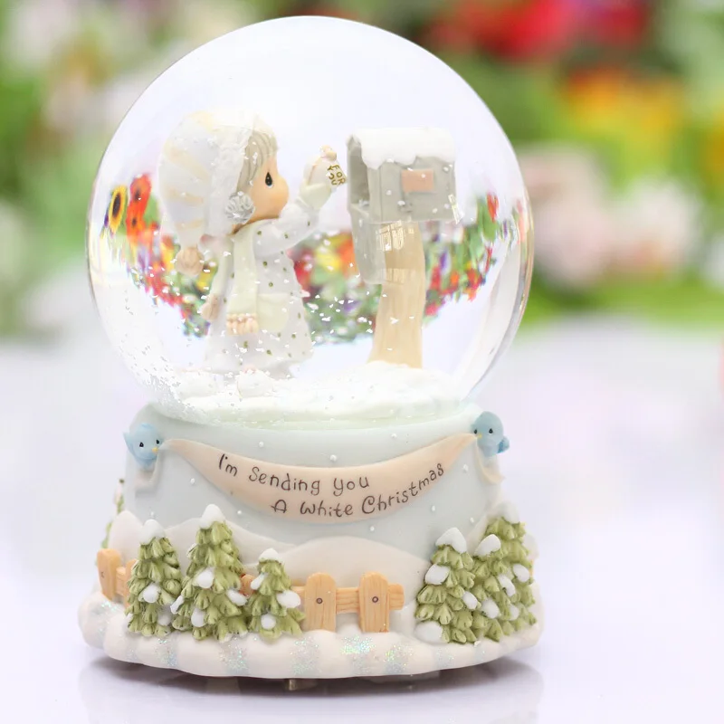 Girl mailbox postcard music box round crystal ball clockwork toy crafts home decorations girl gifts | Craft Toys