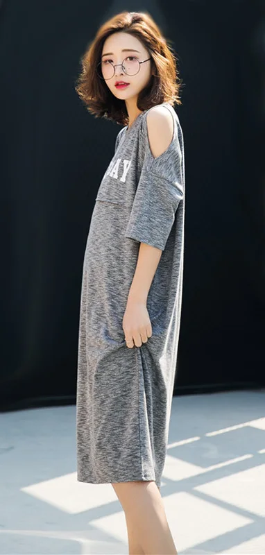 Women's Cotton Blend Round Collar Half Sleeve Hollow Casual Loose Maternity wear Pregnant Dress Size L XL DXY8863 | Мать и ребенок