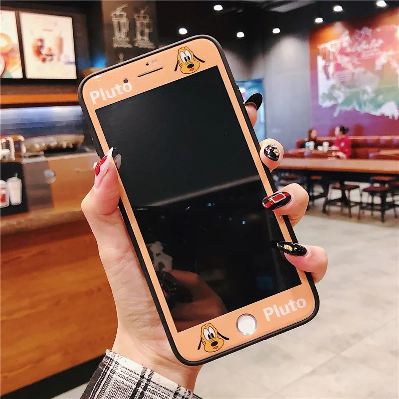 Чехол + закаленное стекло для iphone 6 6s 7 8 plus X Xs чехол телефона милый мультяшный Гуфи