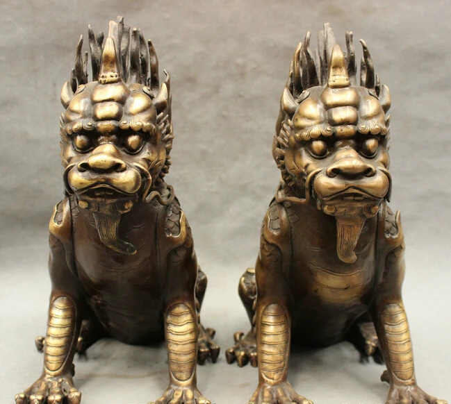 Оптовая продажа фабрики 12 &quotКитайская чистая бронза фэншуй Дракон Стража из