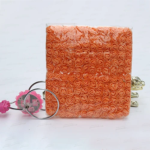 Orange 144 шт., 2,5 см, искусственные мини-цветы из пенопласта для дома, свадьбы, автомобиля, декоративные искусственные розы для рукоделия, многоцветные букеты - Цвет: Orange