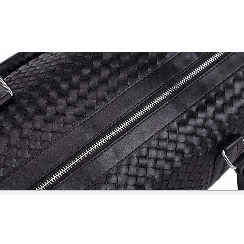 2019 модные кожаные тканые мужские дорожные сумки черные мужские/женские через