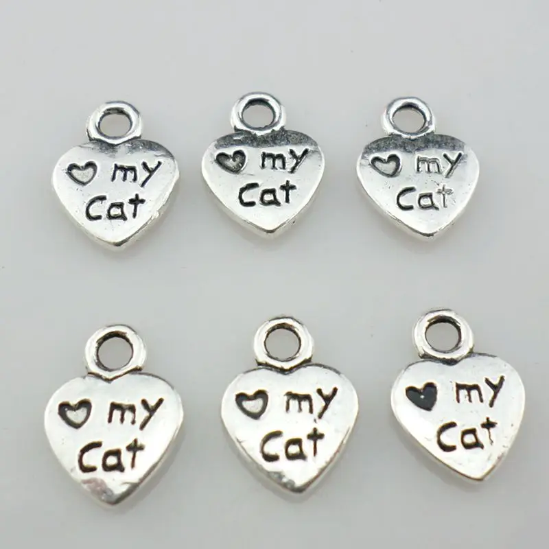 80 шт. подвески в виде следов ноги с надписью Love My Cat|craft pendant|paw print charmsprinted charm |