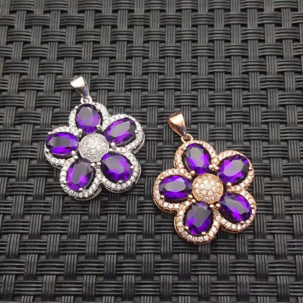 Ожерелье из натурального аметиста оптом В форме цветов серебро 925 пробы выбор