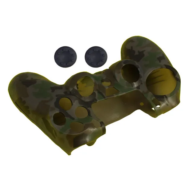 Camo Dark Brown PS4 PS4 SLIM PRO Камуфляжный Противоскользящий силиконовый чехол с 2 колпачками для джойстика для Playstation 4 Dualshock 4 - Цвет: Camo Dark Brown