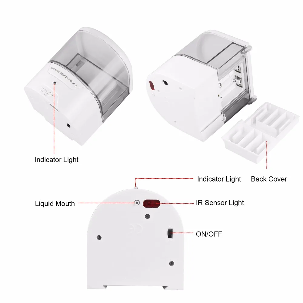 600ml Automatic Soap Dispenser Touchless Sanitizer Smart Infrared Induction Liquid For Kitchen Bathroom | Обустройство дома