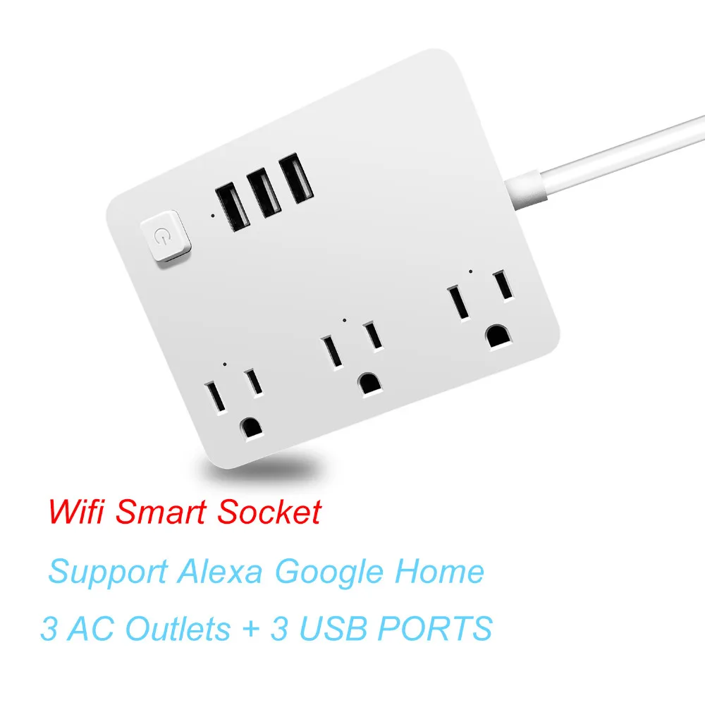 Умный удлинитель с Wi Fi сетевой фильтр разными розетками 3 USB порта Голосовое