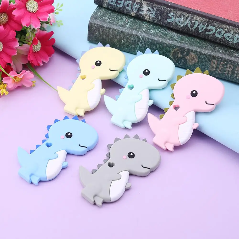 

Baby Silicone Teether Newborn Soother Chewable Teething Toy Cartoon Dinosaur Shaped Safety Soft Kids Toys